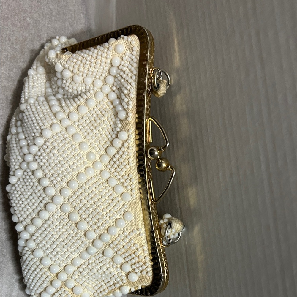 Ivory Beaded Top-Handle Evening Bag - Picture 4 of 12